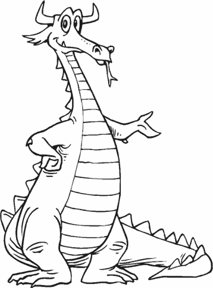 Standing Dragon Fantasy Coloring Page
