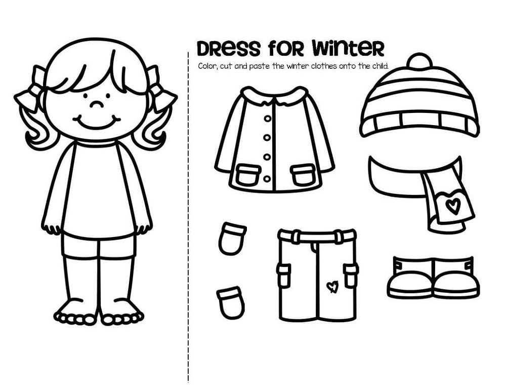 dress winter clothes coloring pages