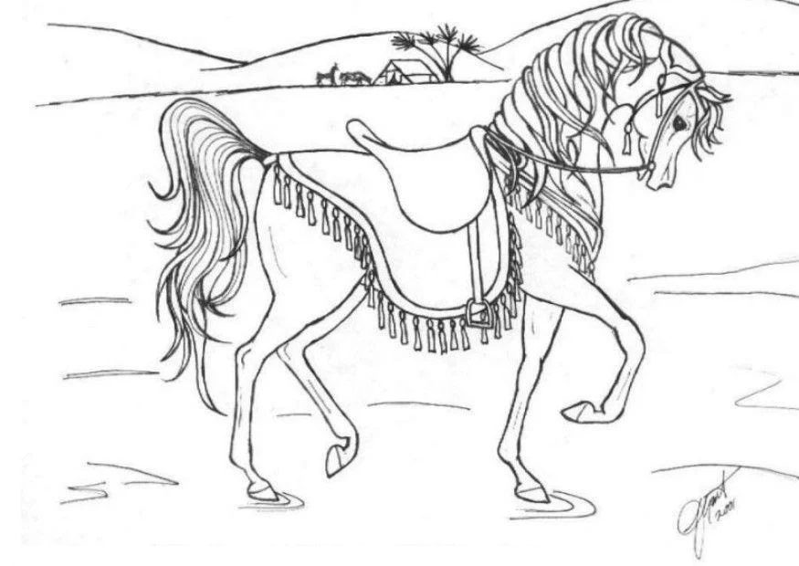 dressed up horse coloring pages