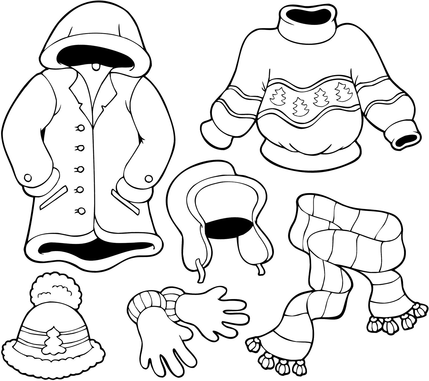 dressing for winter coloring pages