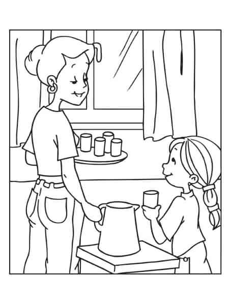 drinking water coloring pages