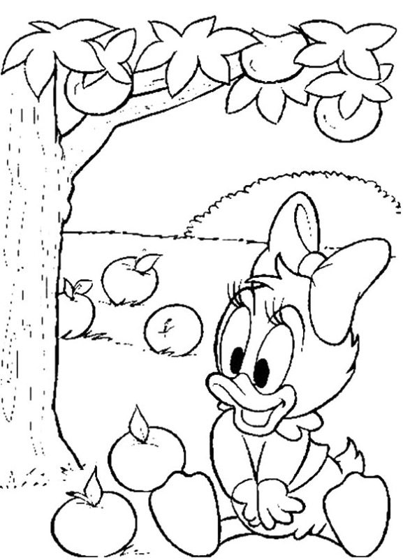 Duck spring coloring page