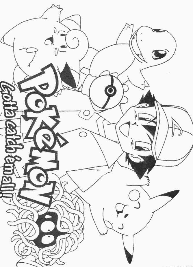 Ash And His Pokemon Coloring Page
