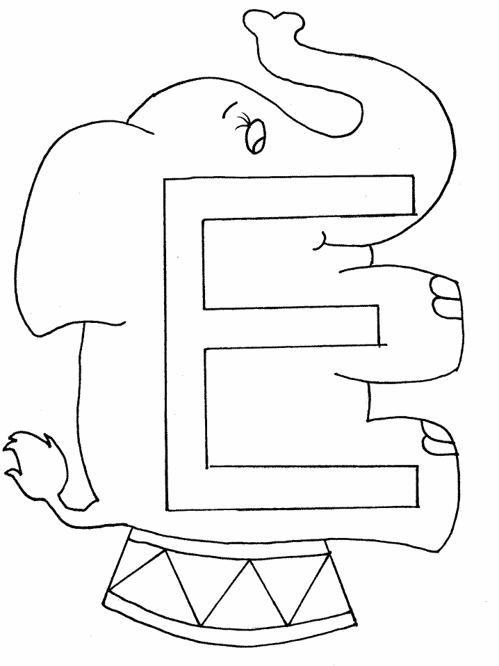 E Elephant Alphabet Coloring Pages