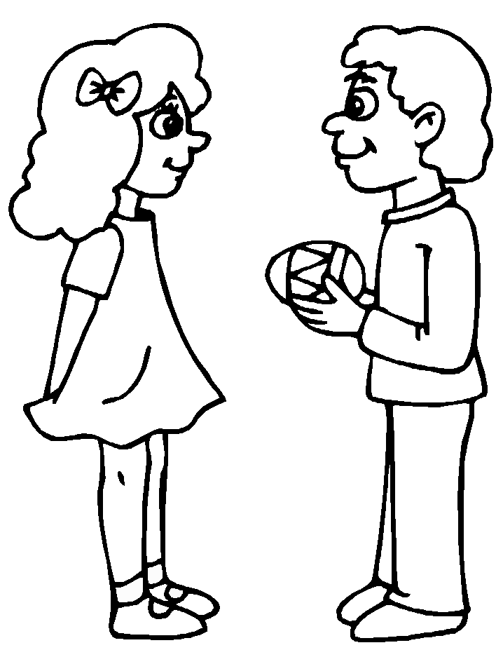 Easter Girl and Boy Coloring Pages