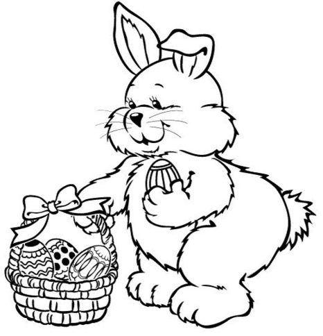 easter bunny basket coloring page