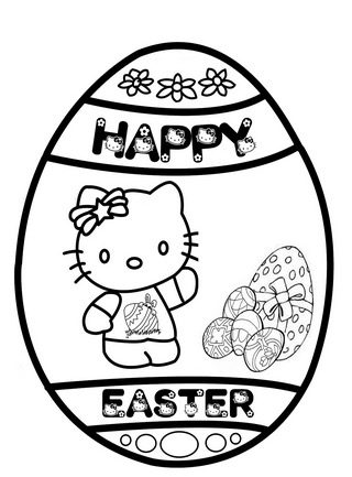 Happy Easter Coloring Page Kitty