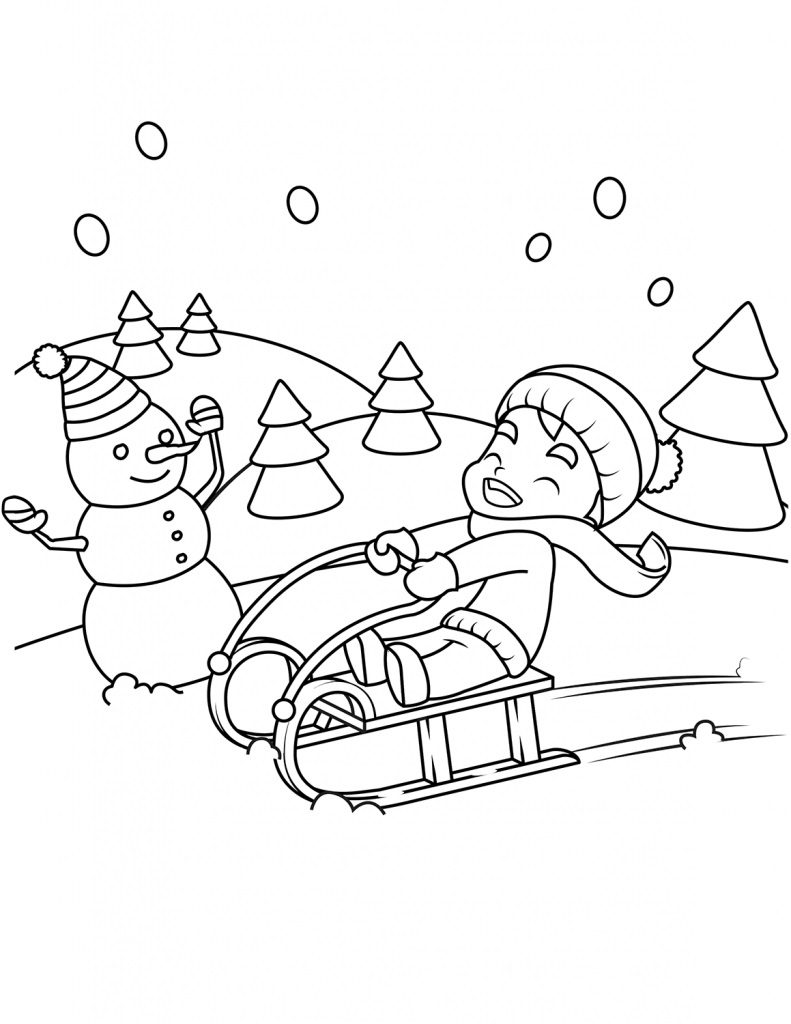 easy simple winter coloring pages