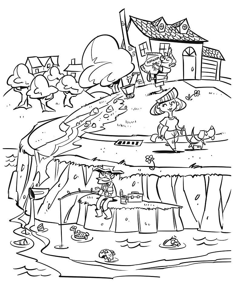 easy water pollution coloring pages