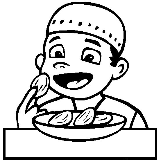 eating dates and water bottles coloring pages