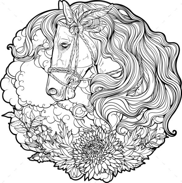 elaberate horse coloring pages