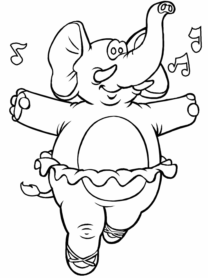 Dancing Elephant Coloring Page