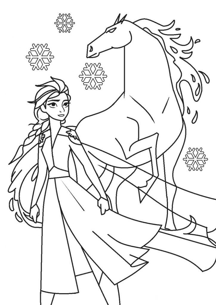 elsa and horse coloring pages
