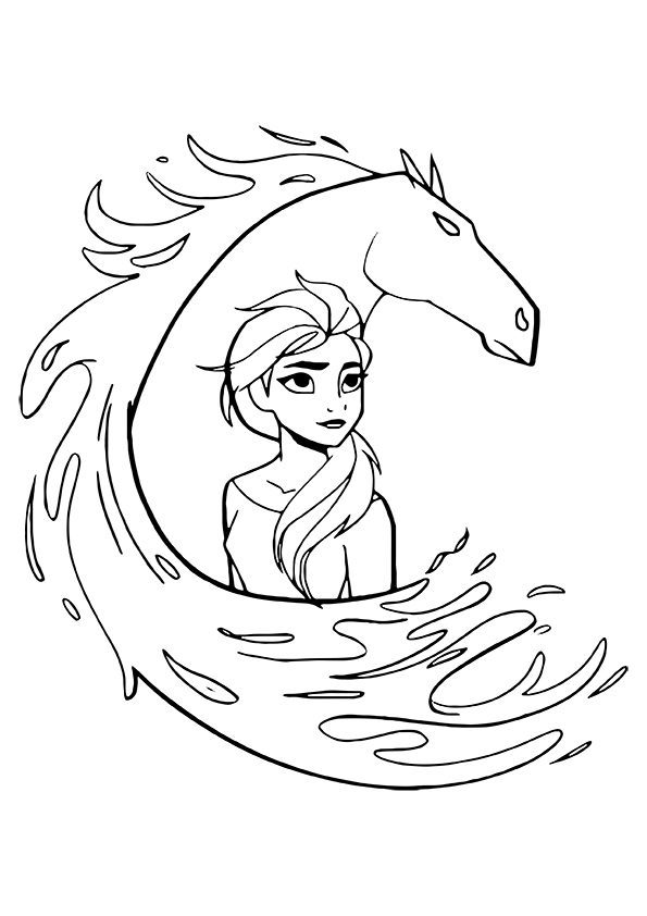 elsa horse on water frozen 2 coloring pages printable