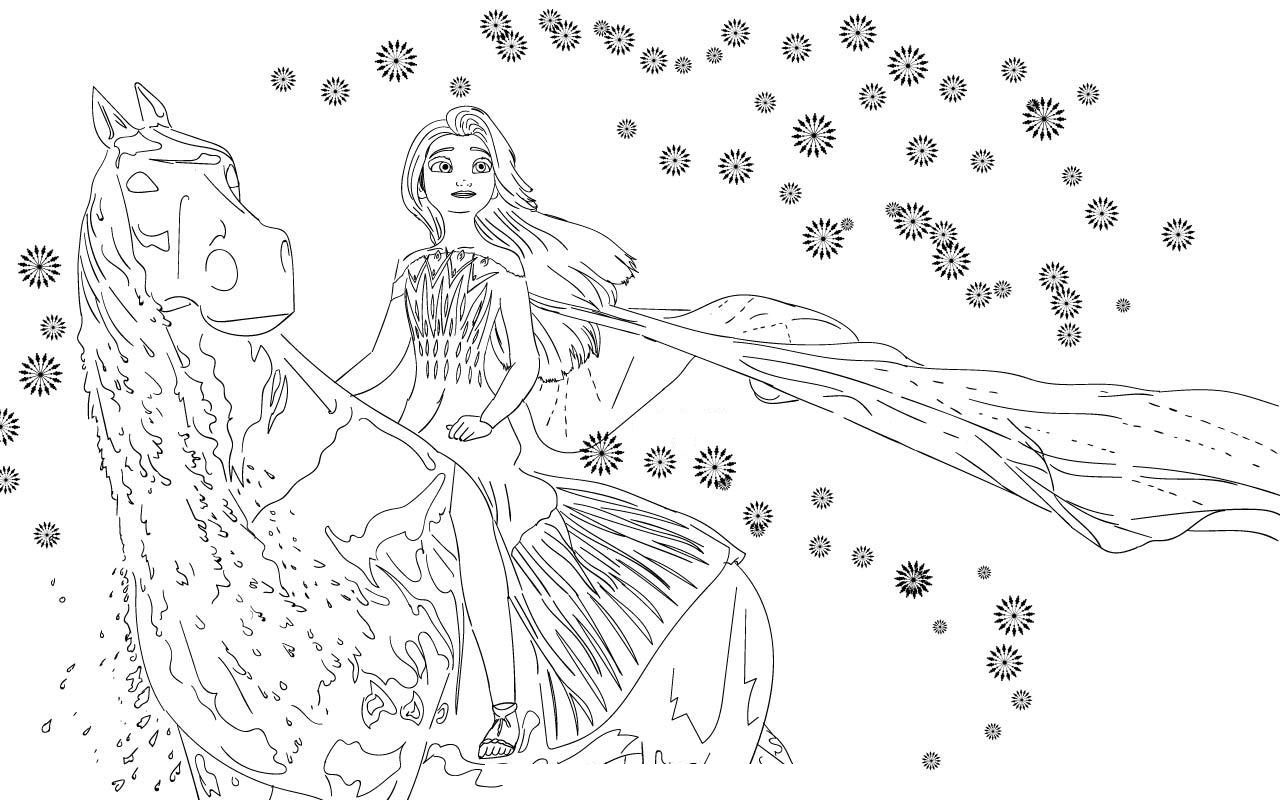 Elsa Water Horse Coloring Pages