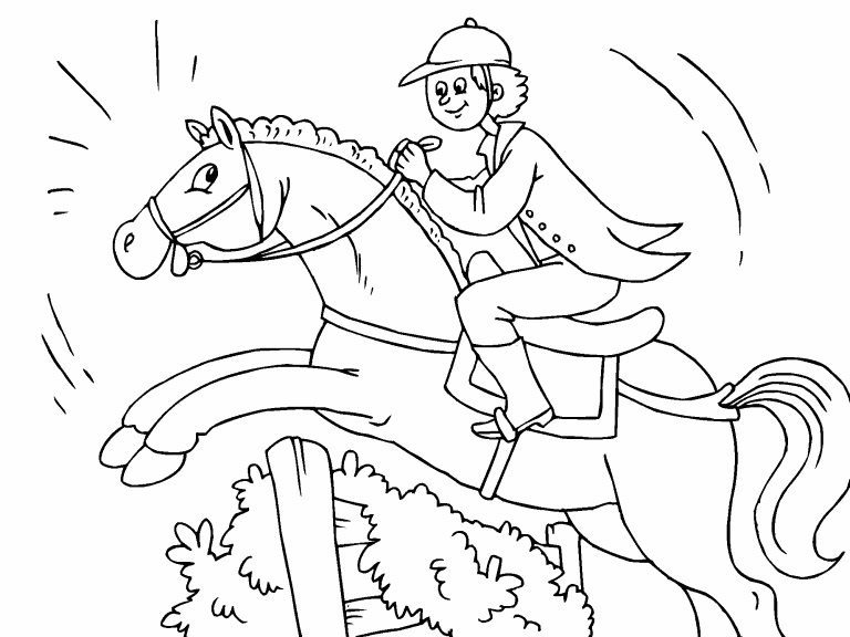 english horse jumping coloring pages boy