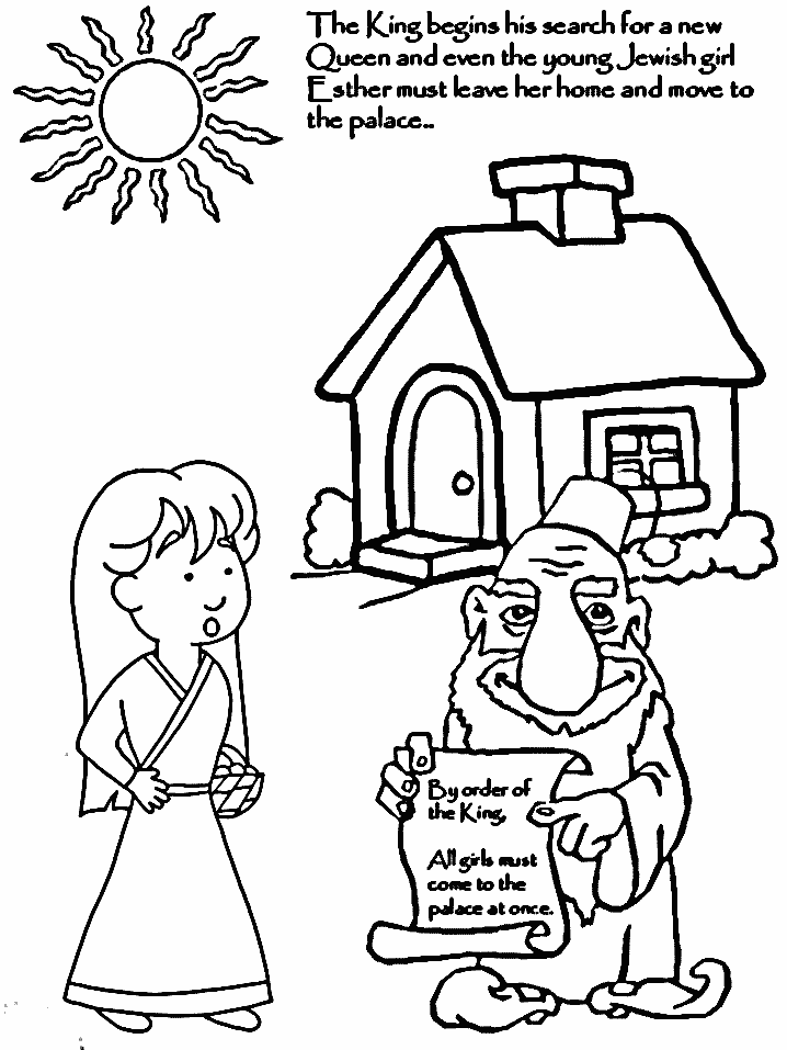 Esther Bible Coloring Page Free