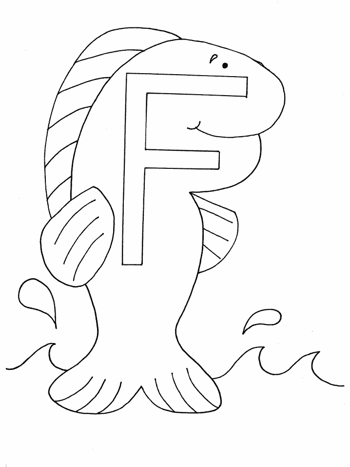 F Fish Alphabet Coloring Pages
