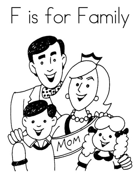 F is for Family Coloring Page
