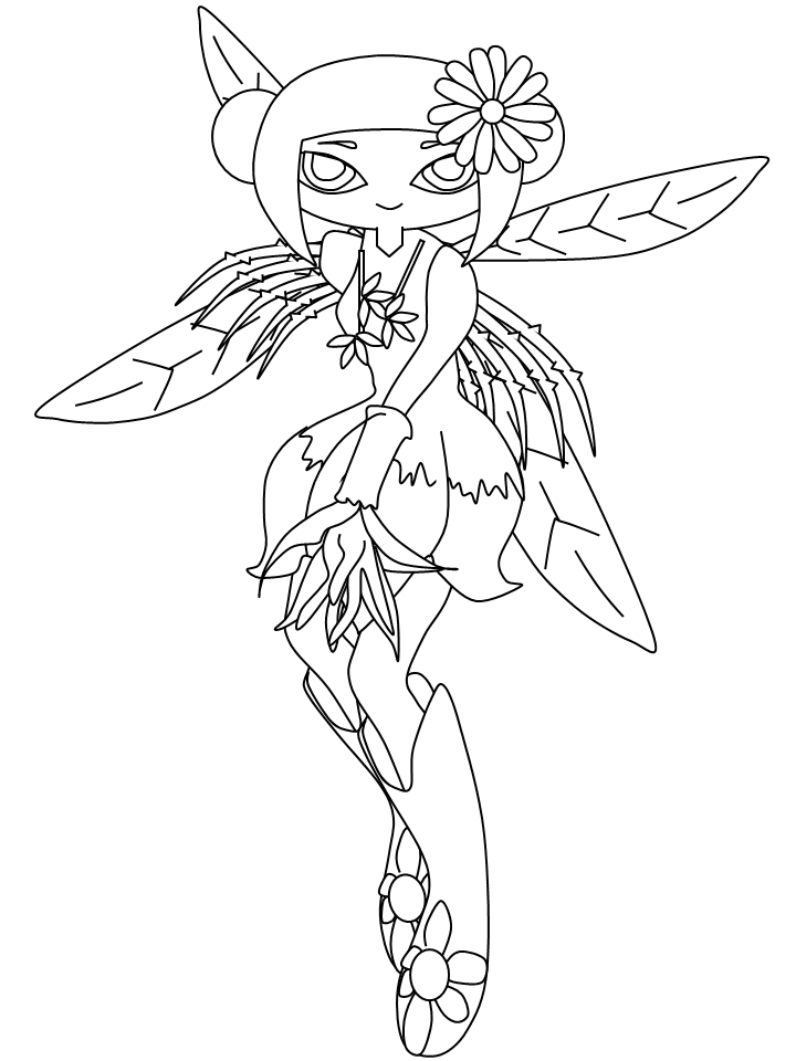 Fairy Flower Coloring Pages Free