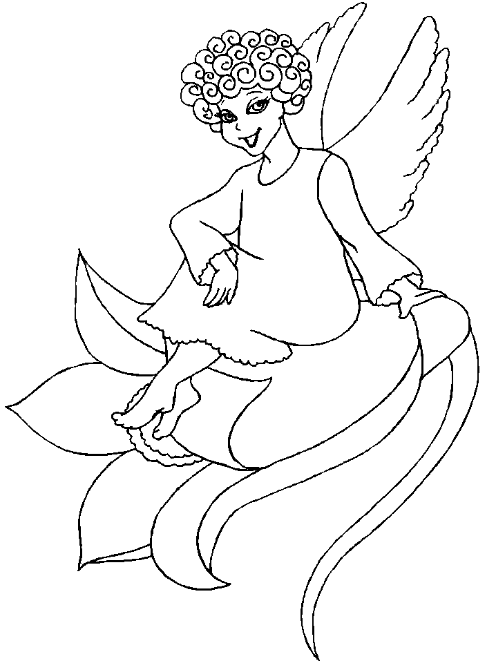 Curly Fairy Coloring Pages