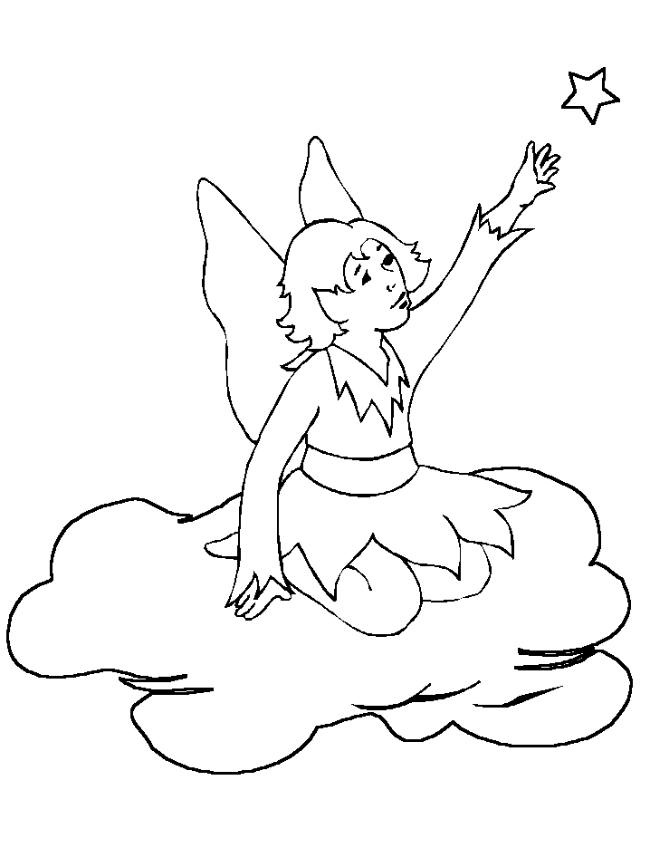 Fairy on cloud coloring page