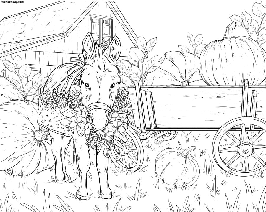 fall horse coloring pages