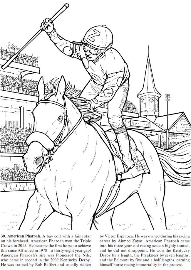 famous race horse coloring pages