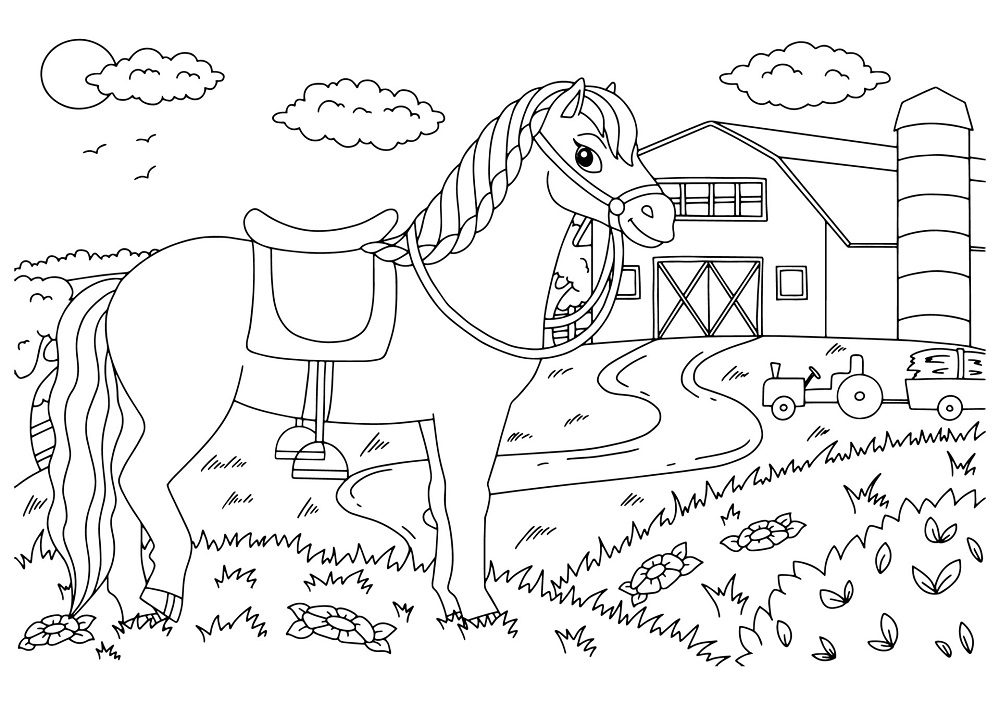 farm animal horse coloring pages