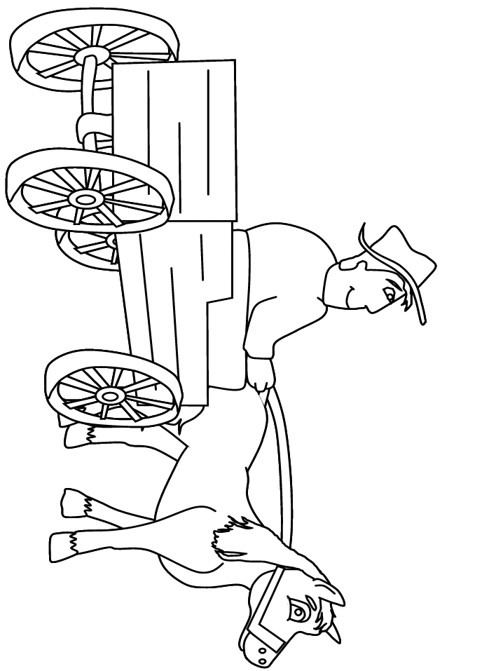 Farmer Riding Horse Coloring Pages