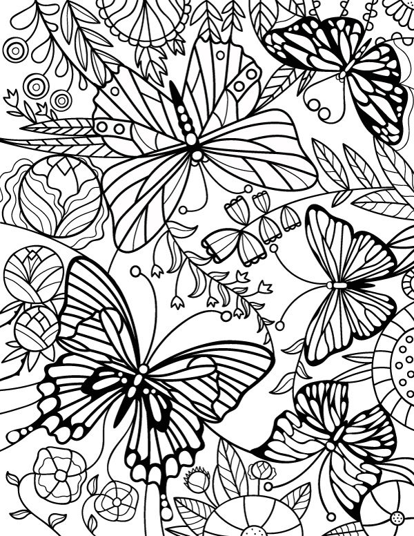 finished butterfly coloring pages for adults