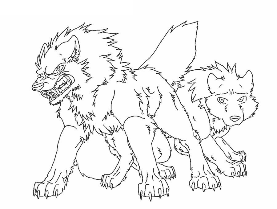 fire wolf and water wolf coloring pages