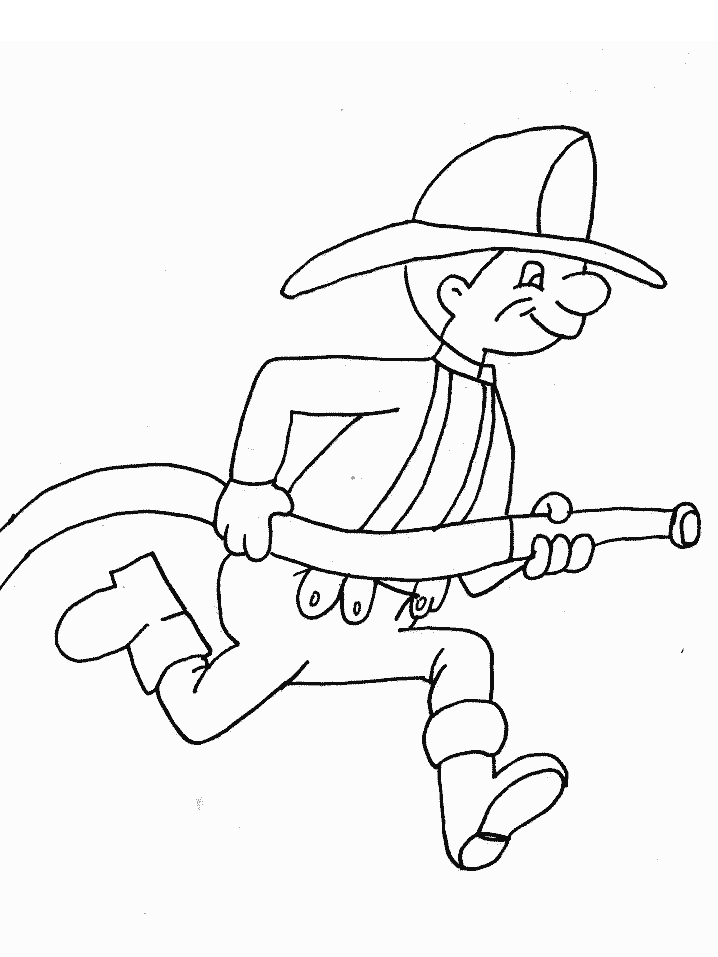 Fireman in Action Coloring Pages