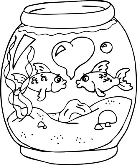 fish bowl coloring page