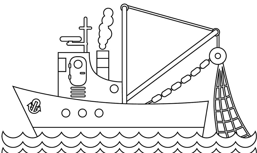 Fishing Boat Coloring Page