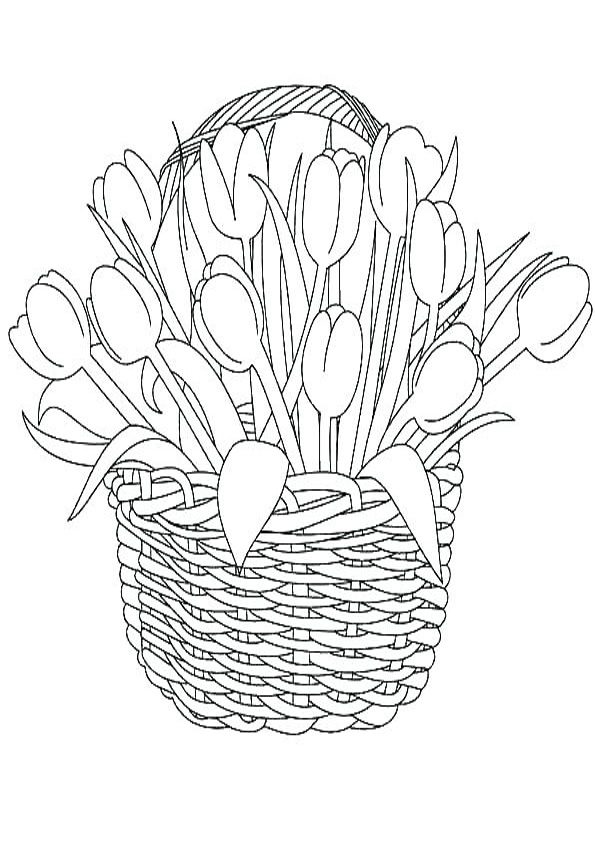 flower basket coloring pages