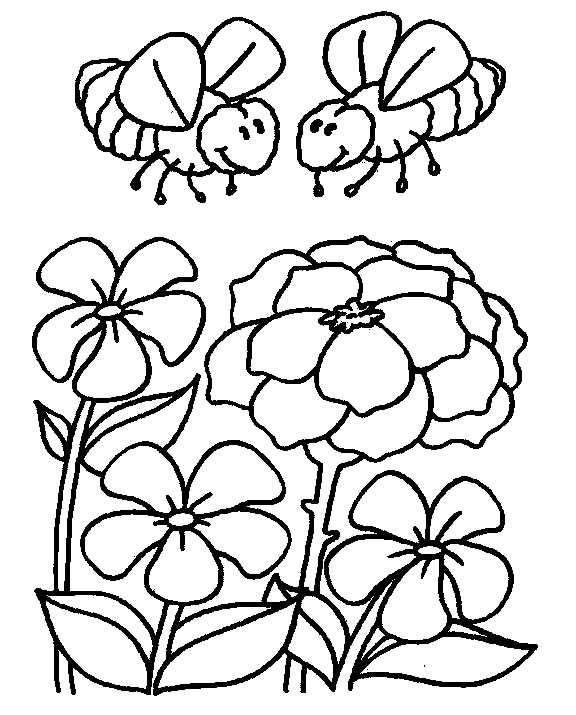 flower bee coloring pages