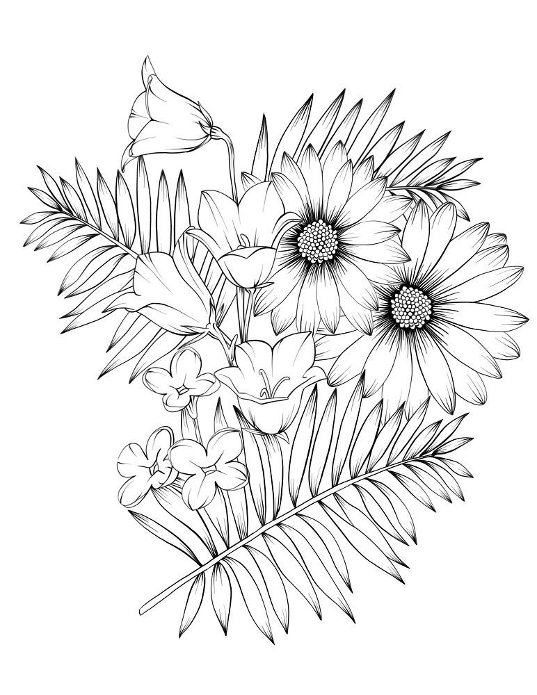 flower coloring book pages