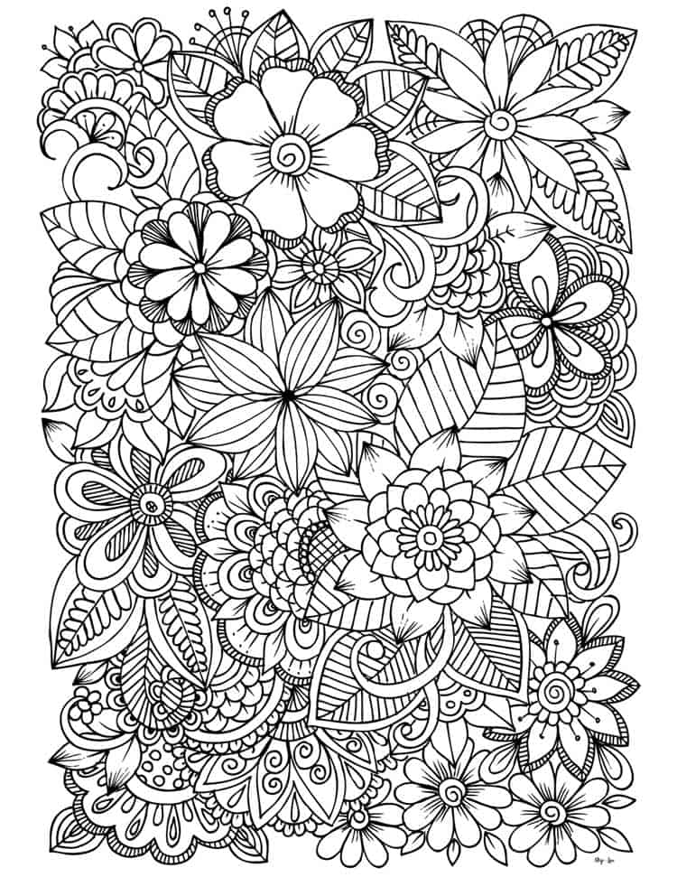 flower coloring pages for adults