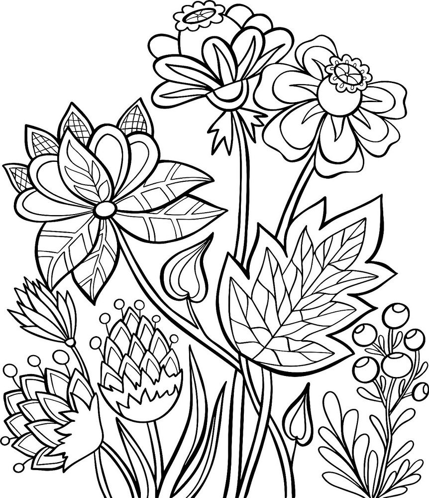 flower coloring pages free printable