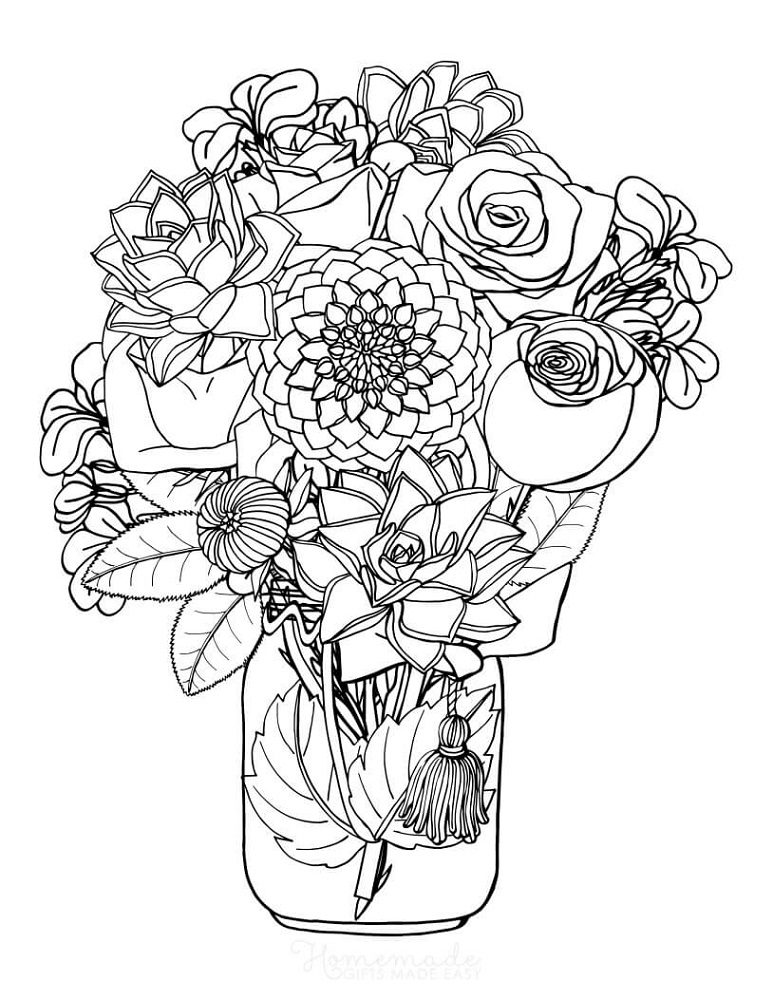 flower design flower coloring pages for adults