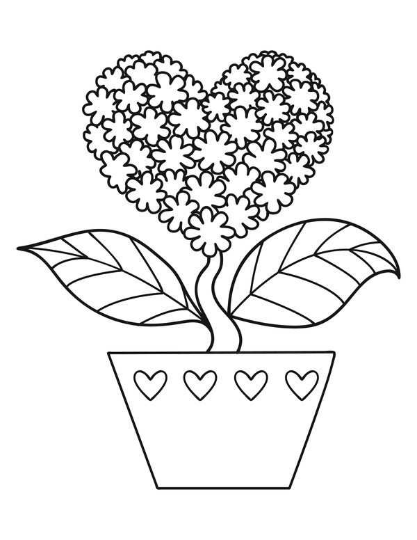 flower heart coloring pages