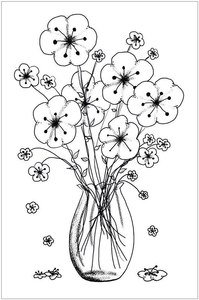 flower in vase coloring pages