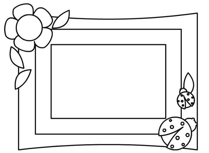 Flower picture frame coloring page