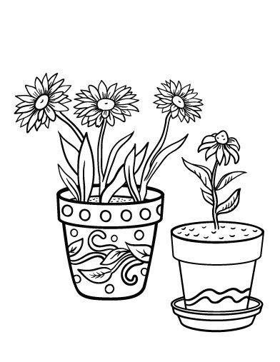 flower pot coloring pages