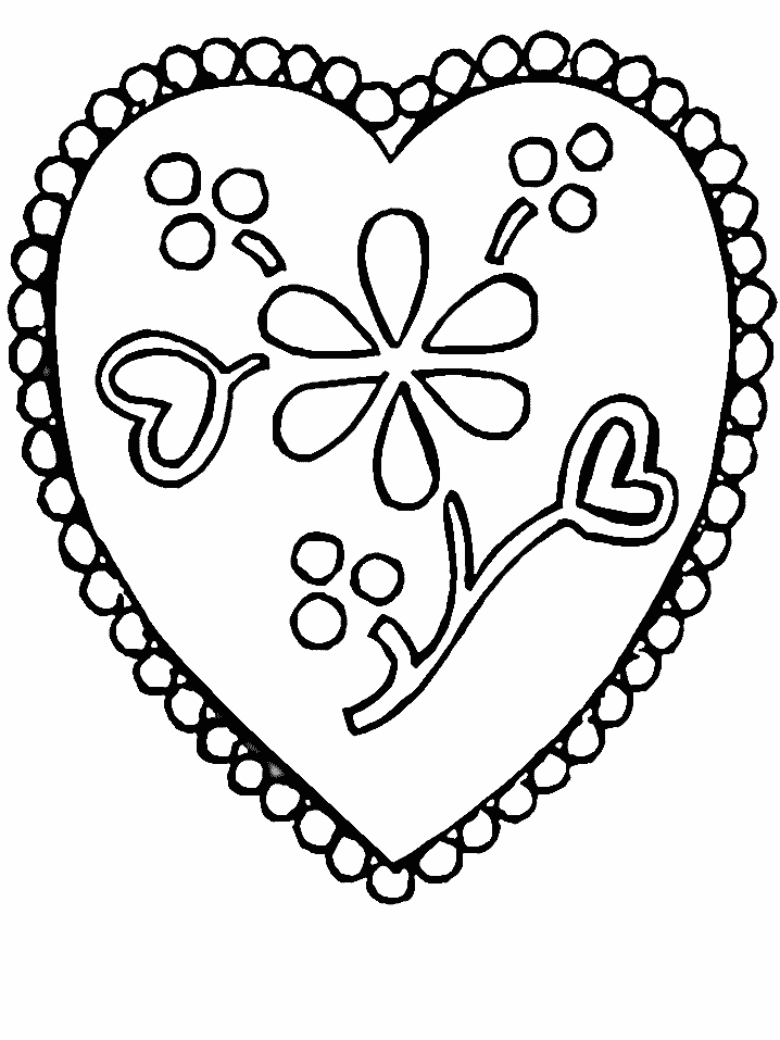 Flower in Heart Coloring Pages