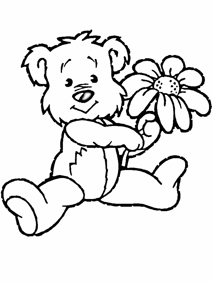 Flower in Bear Coloring Page
