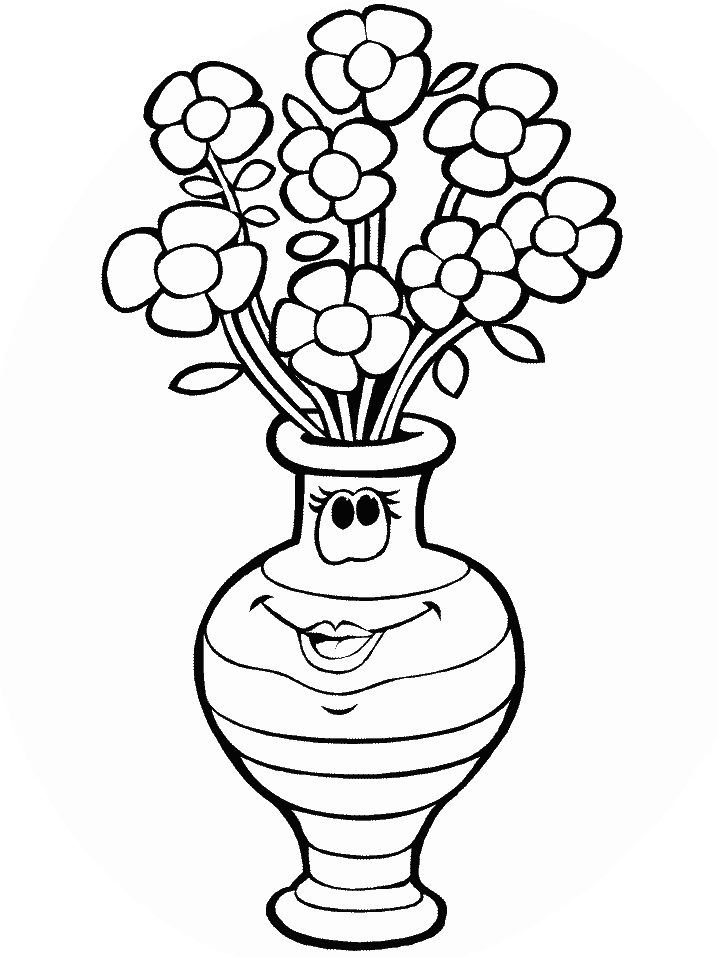 Flowers in Vase Coloring Page