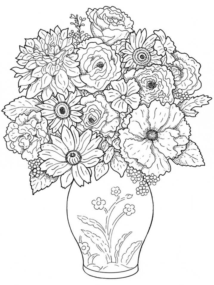 Flowers in Vase Coloring Pages