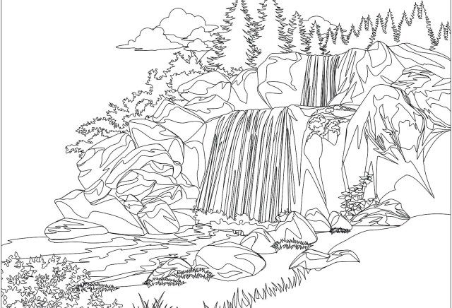 frealistic coloring pages water fall